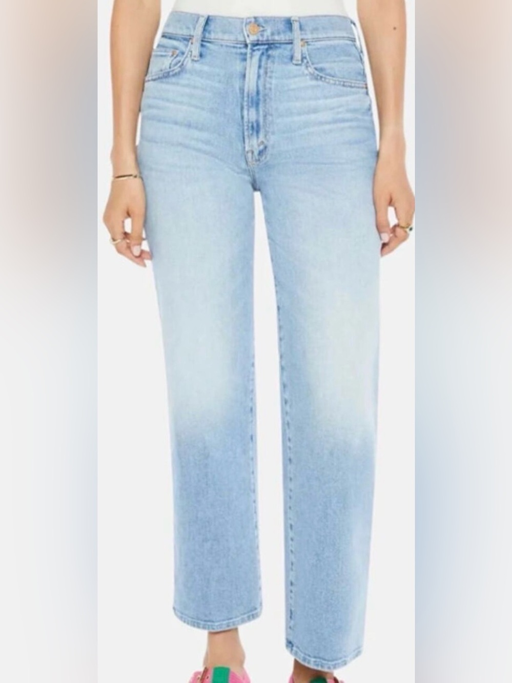 Mother Jeans The Rambler Zip Ankle Relaxed Straight Look Ma No Hands 27 NWT